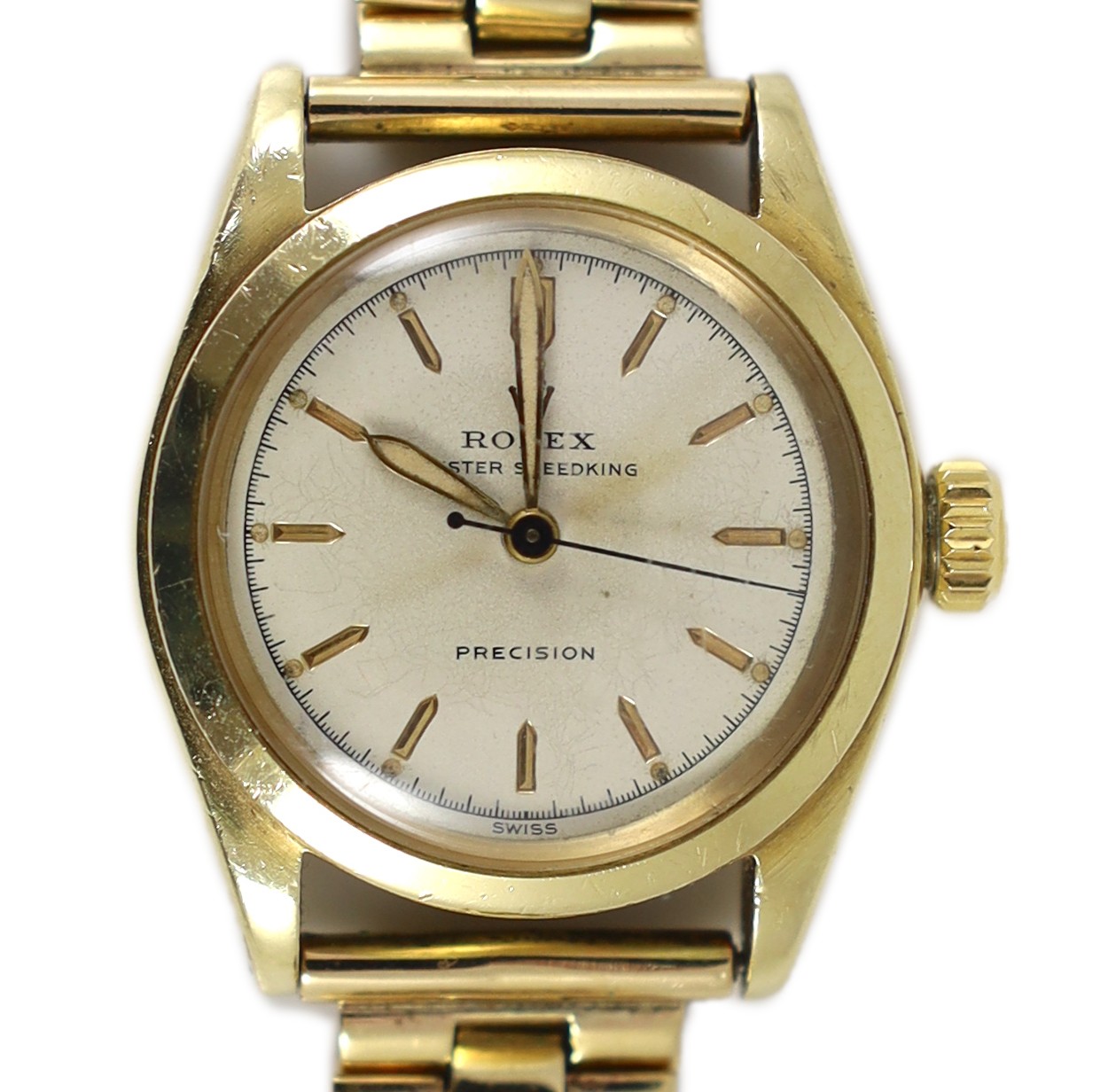 A gentleman's 1950's 9ct gold Rolex Oyster Speed King Precision wrist watch